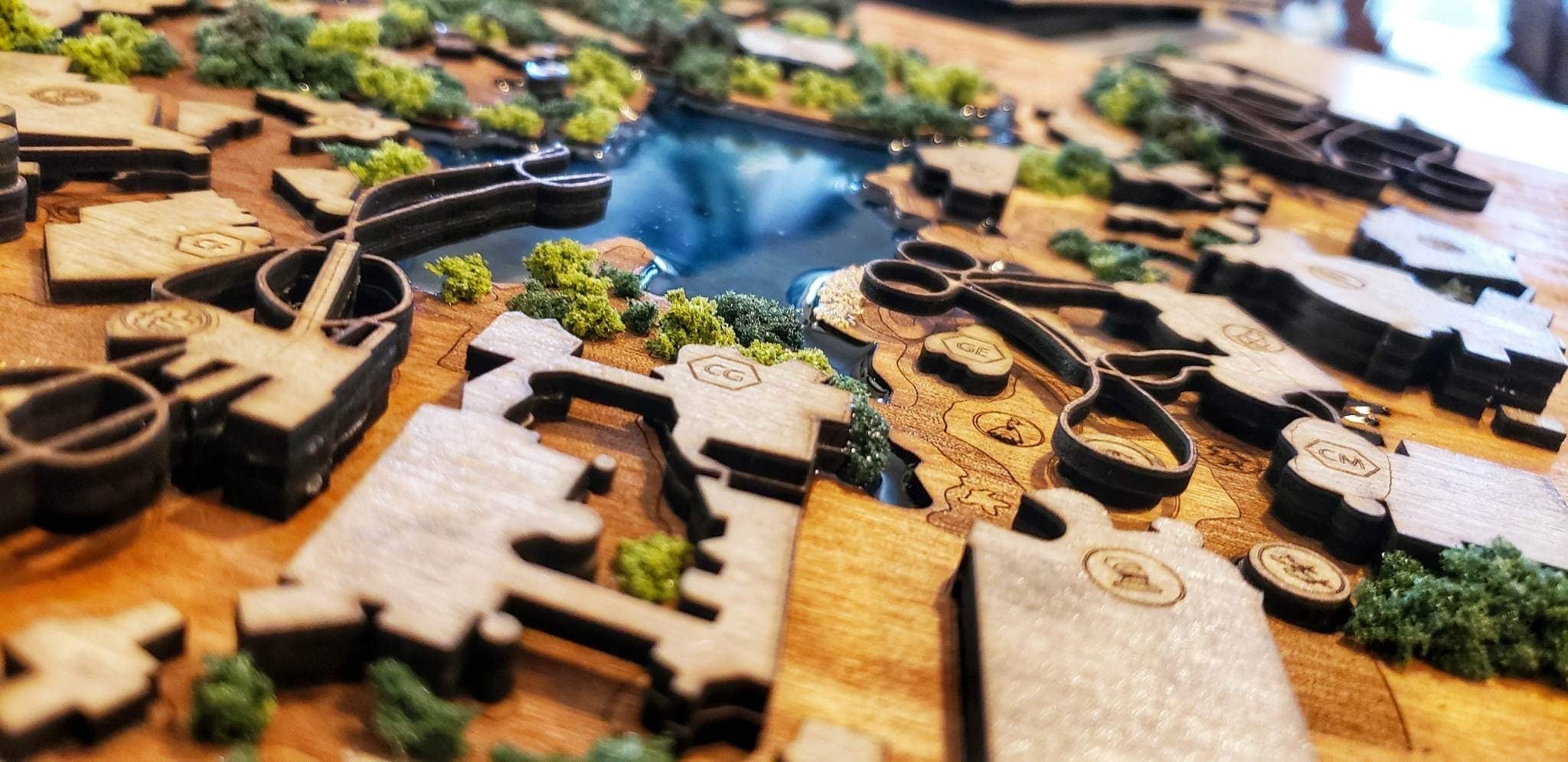 Islands of Adventure 1999 Park Map - Universal Orlando - Wood Relief Carving - Shadow Box