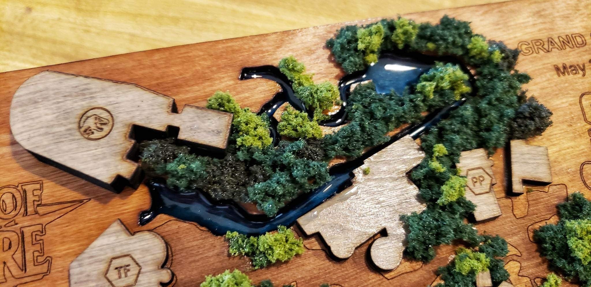 Islands of Adventure 1999 Park Map - Universal Orlando - Wood Relief Carving - Shadow Box