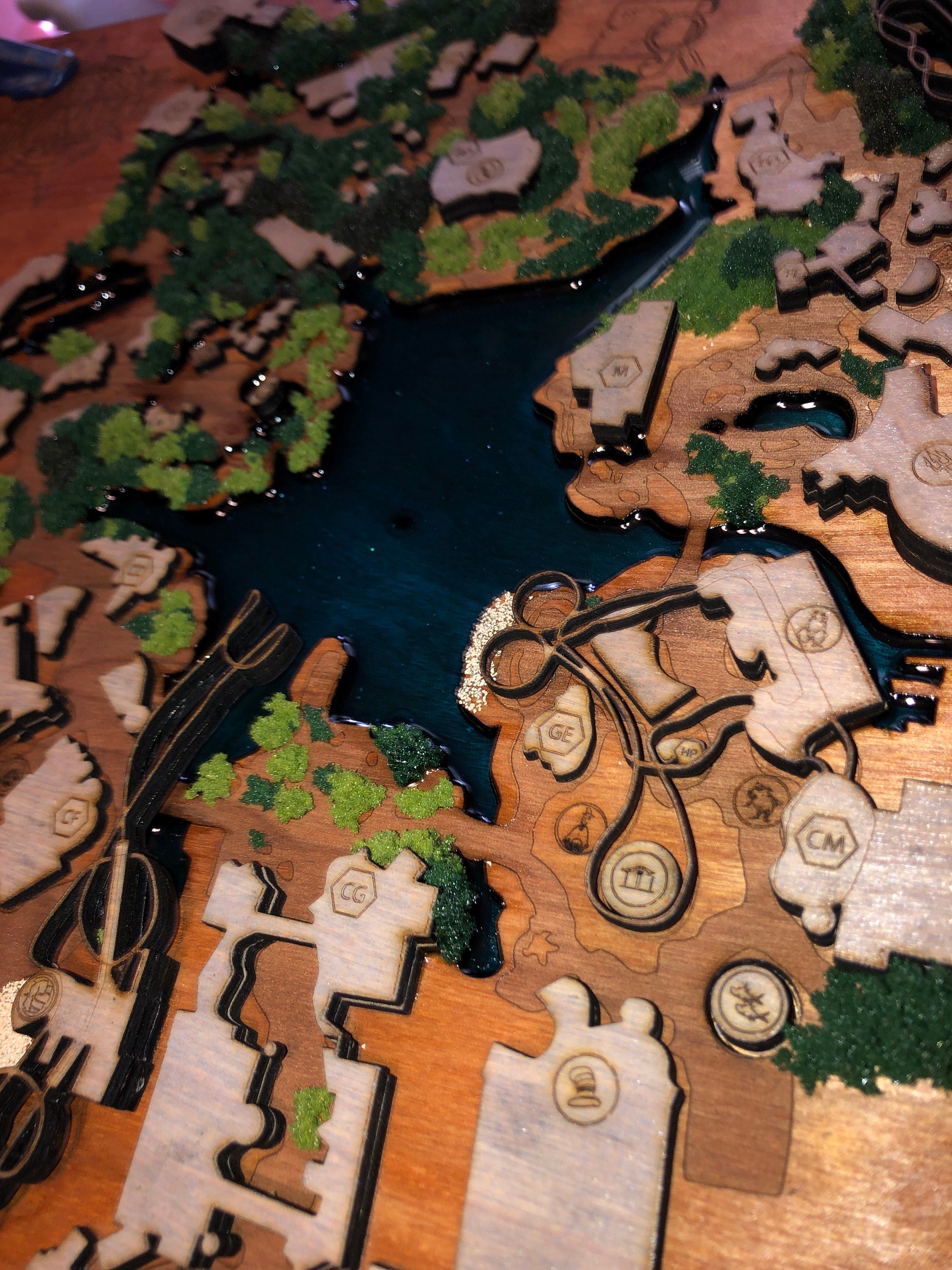 Islands of Adventure 1999 Park Map - Universal Orlando - Wood Relief Carving - Shadow Box