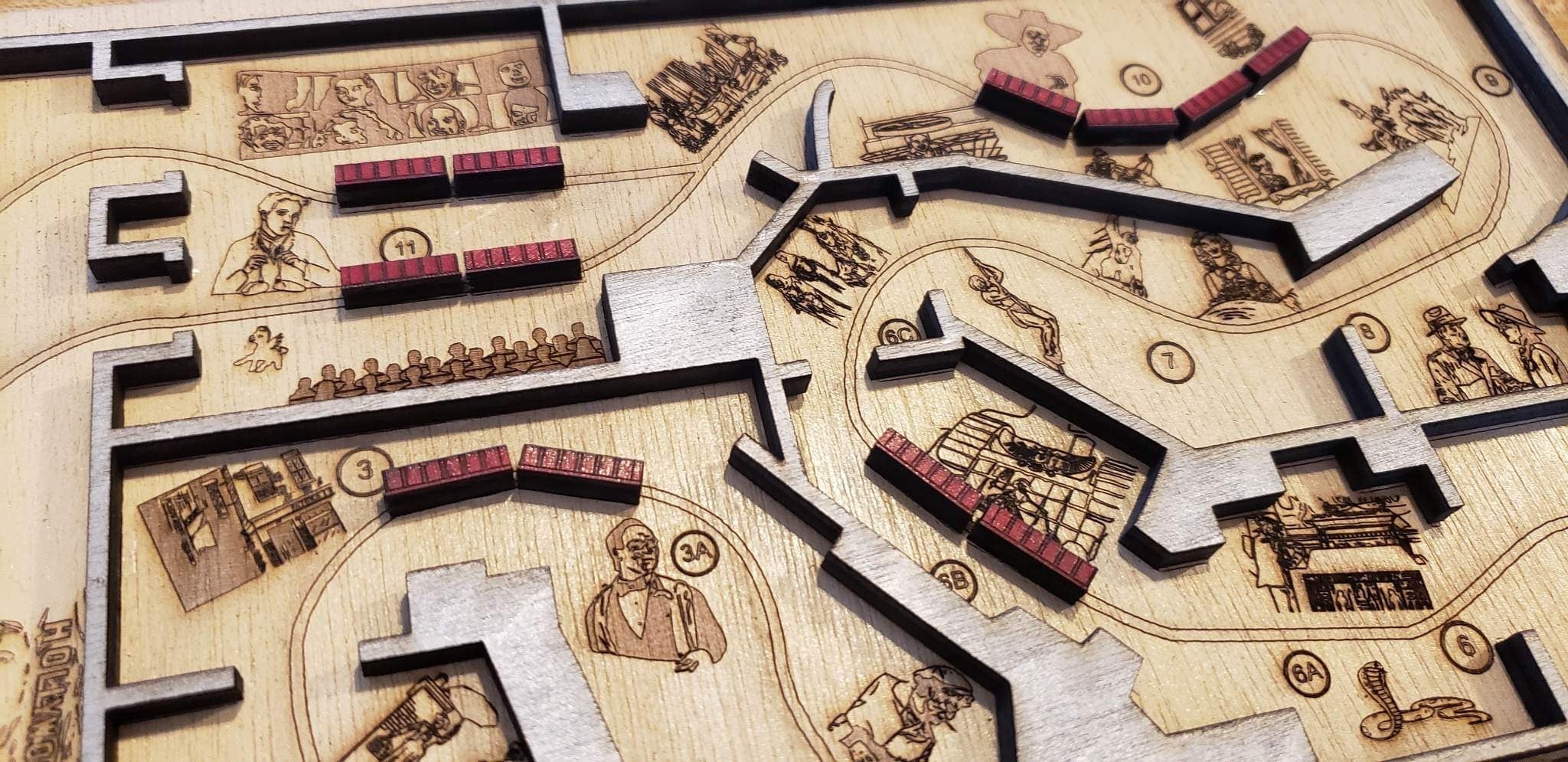 Great Movie Ride Map - MGM Studios - Hollywood Studios - Walt Disney World - Wood Relief Carving - Shadow Box