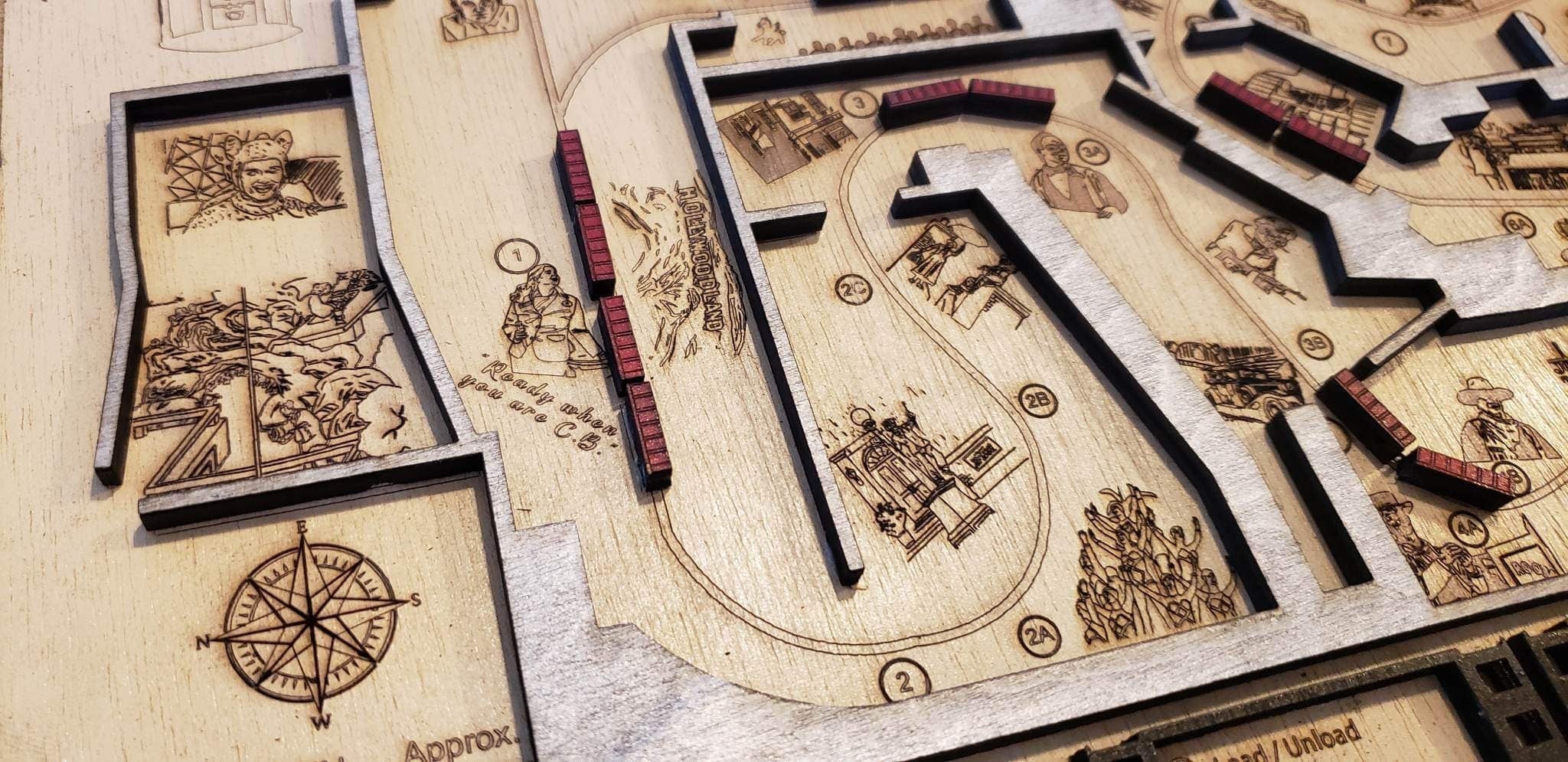 Great Movie Ride Map - MGM Studios - Hollywood Studios - Walt Disney World - Wood Relief Carving - Shadow Box