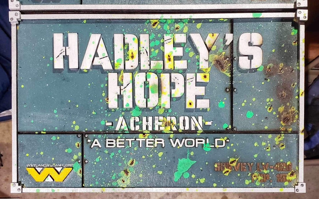 Hadley’s Hope - Aliens - Wood Carved Sign