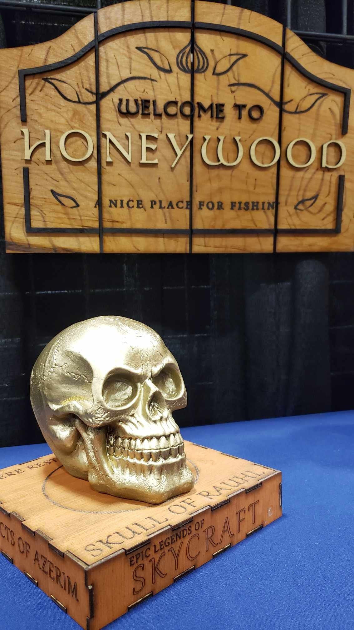 Welcome to Honeywood - Epic NPC Man - Viva La Dirt League - Wood Carved Sign