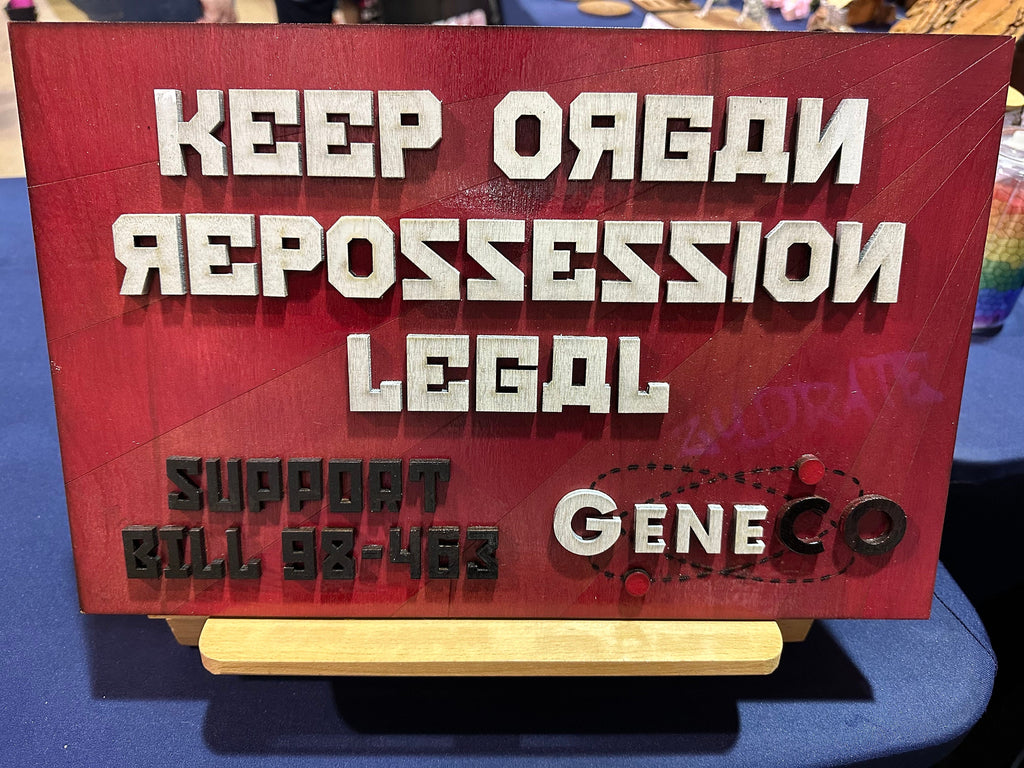 Keep Organ Reposession Legal - Repo The Genetic Opera - GeneCo - Wood Carved Sign