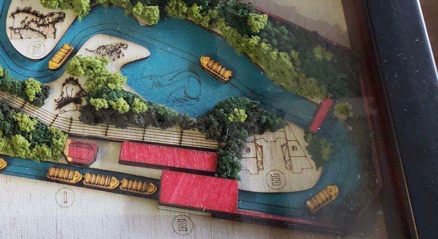 Jurassic Park River Adventure Ride Map - Islands of Adventure - Universal Orlando - Wood Relief Carving - Shadow Box