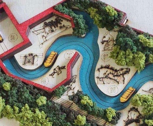 Jurassic Park River Adventure Ride Map - Islands of Adventure - Universal Orlando - Wood Relief Carving - Shadow Box