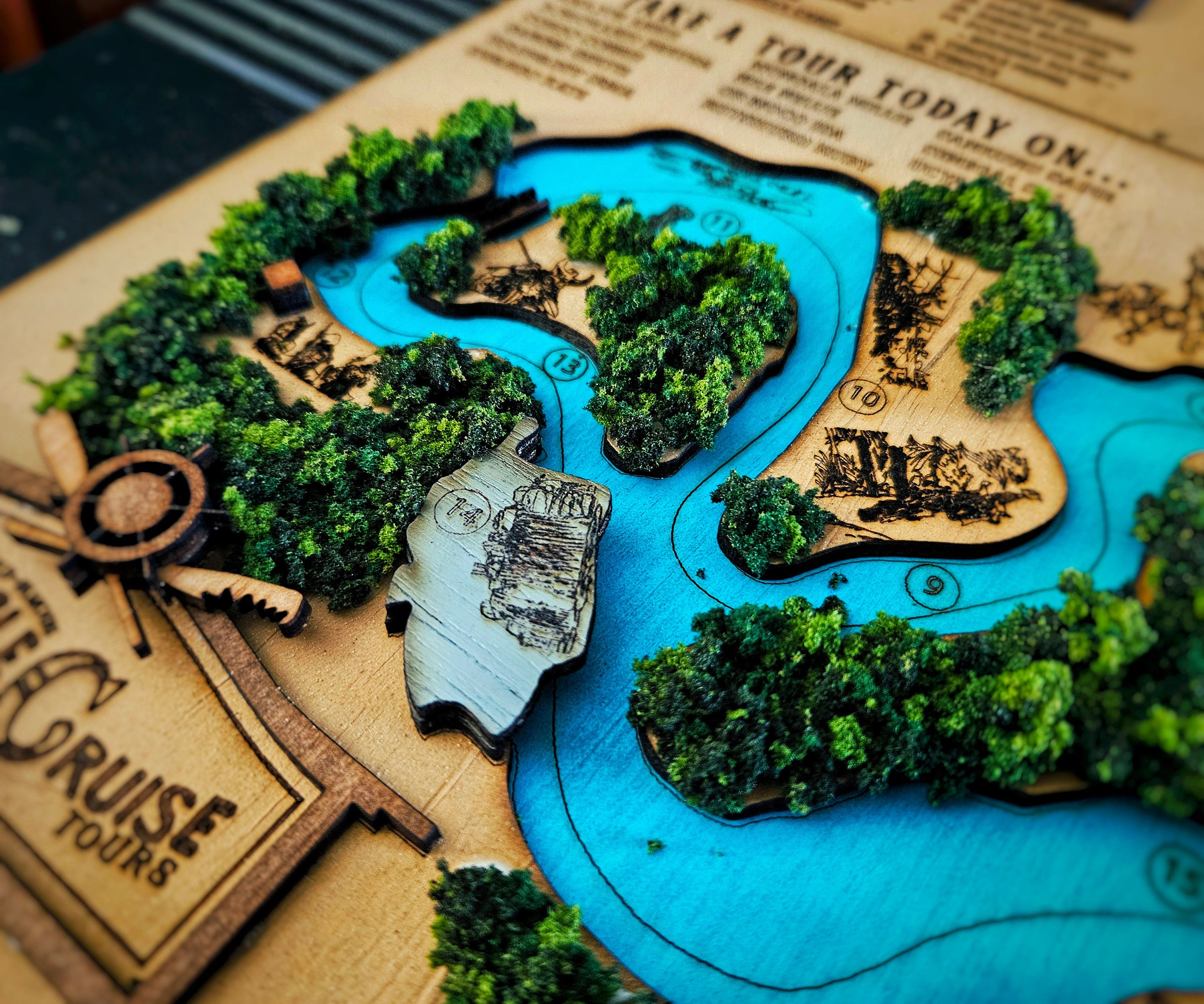 Jungle Cruise Ride Map - Magic Kingdom - Walt Disney World - Wood Relief Carving - Shadow Box