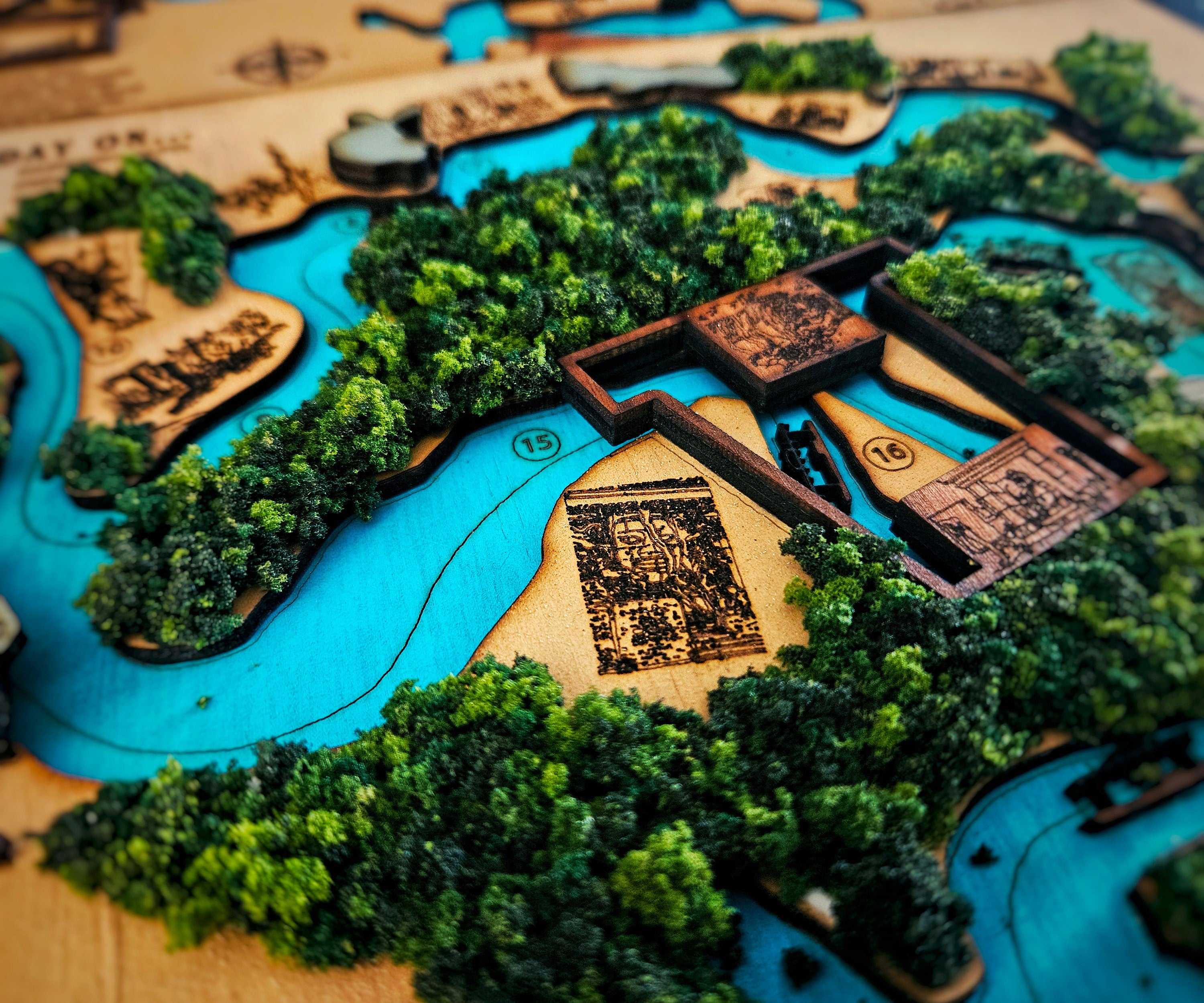 Jungle Cruise Ride Map - Magic Kingdom - Walt Disney World - Wood Relief Carving - Shadow Box