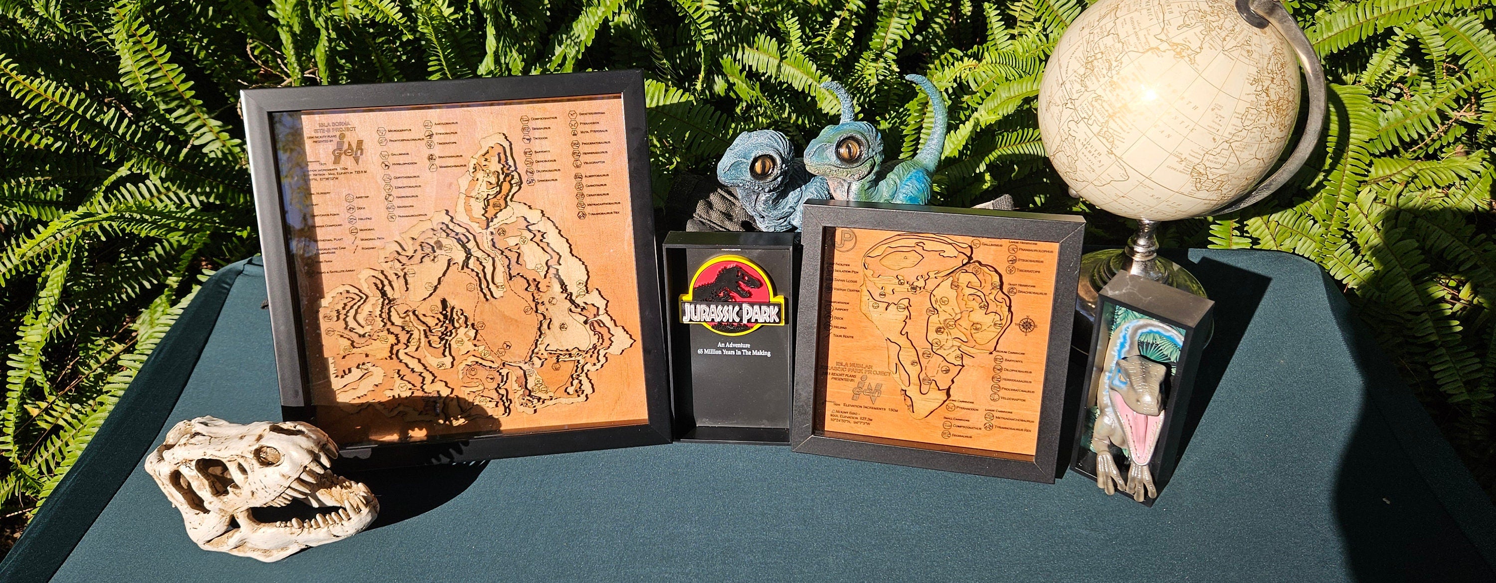 Jurassic Park - Isla Nublar - Wood Relief Carving - Shadow Box