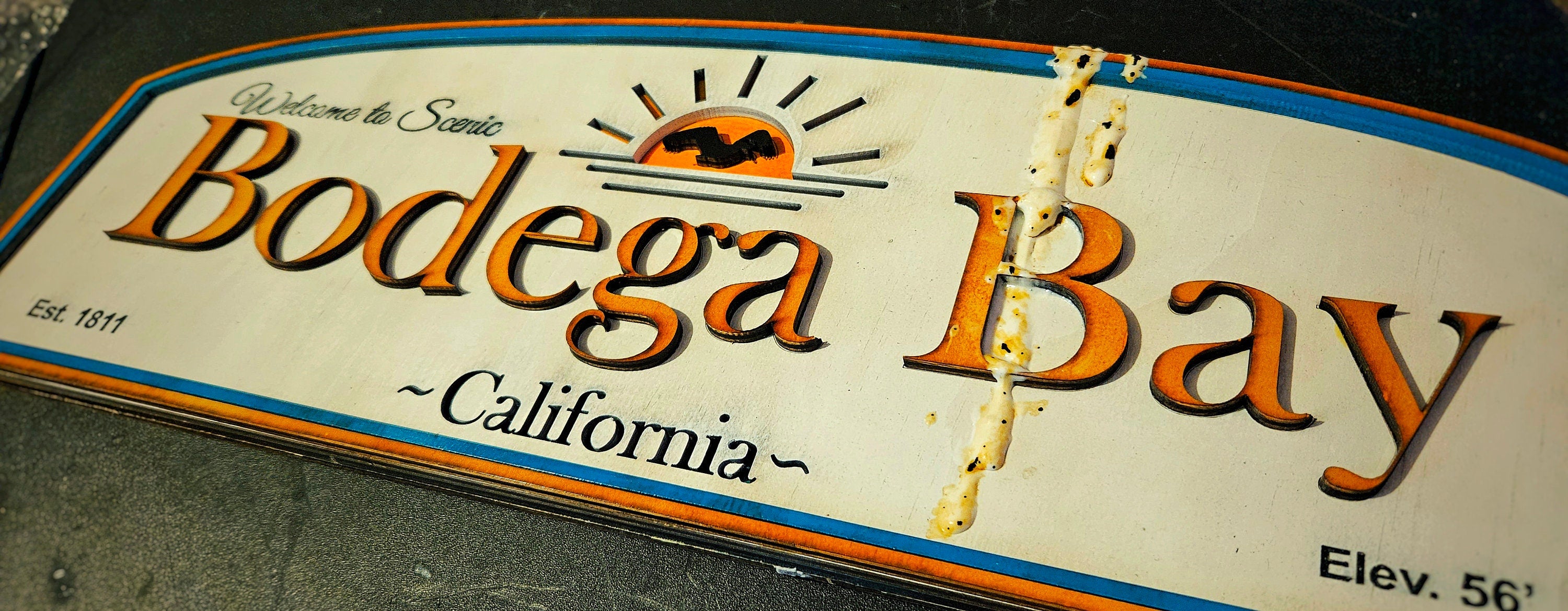 Bodega Bay - The Birds - Alfred Hitchcock - Horror Movie - Wood Carved Sign