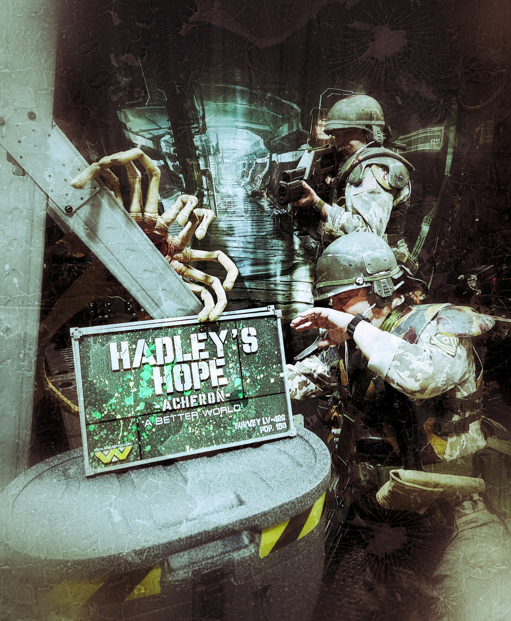 Hadley’s Hope - Aliens - Wood Carved Sign