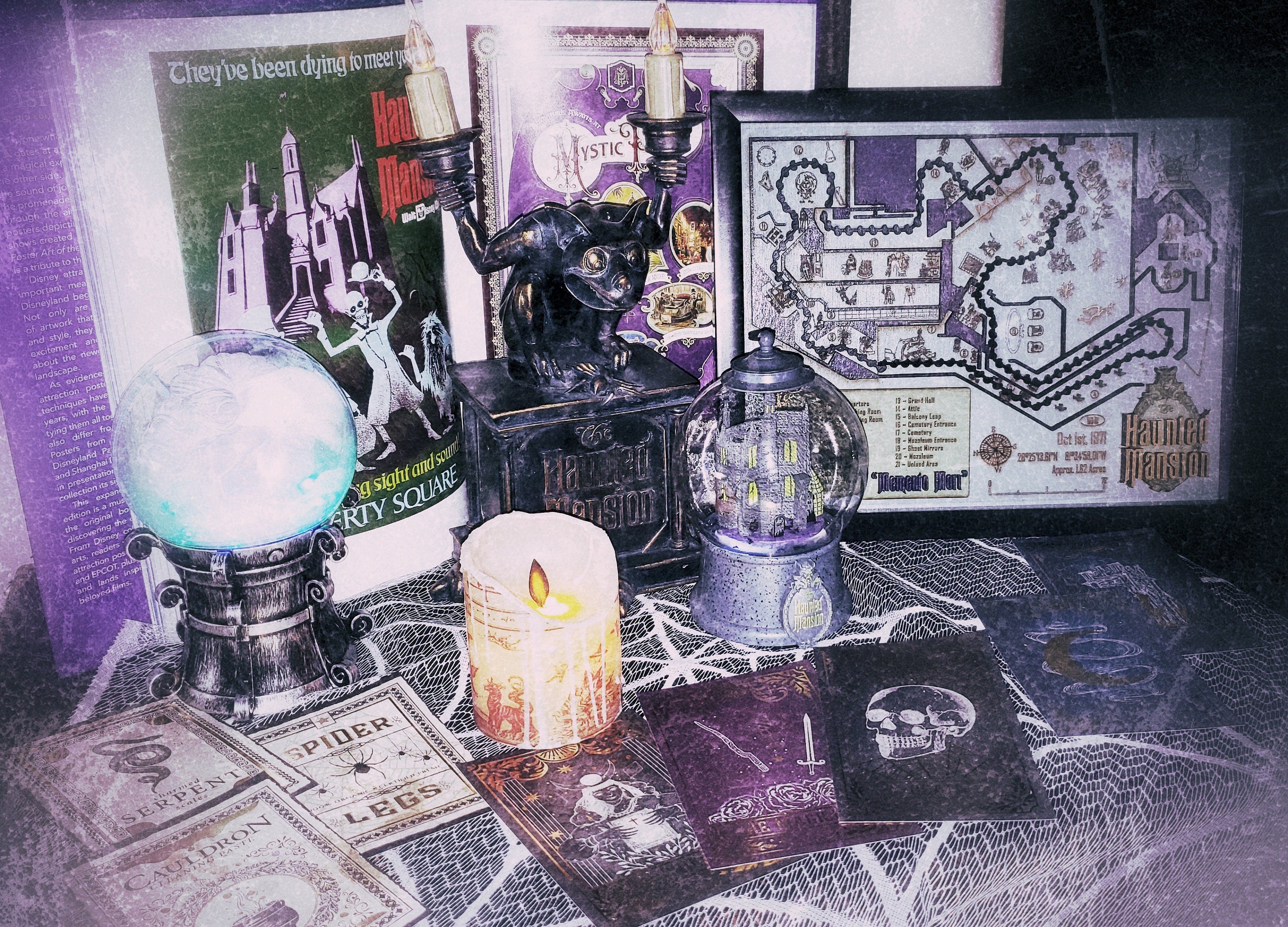 Haunted Mansion Ride Map - Magic Kingdom - Walt Disney World - Walt Disney Land - Wood Relief Carving - Shadow Box