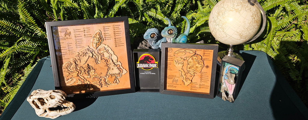 Jurassic Park - Isla Nublar - Wood Relief Carving - Shadow Box