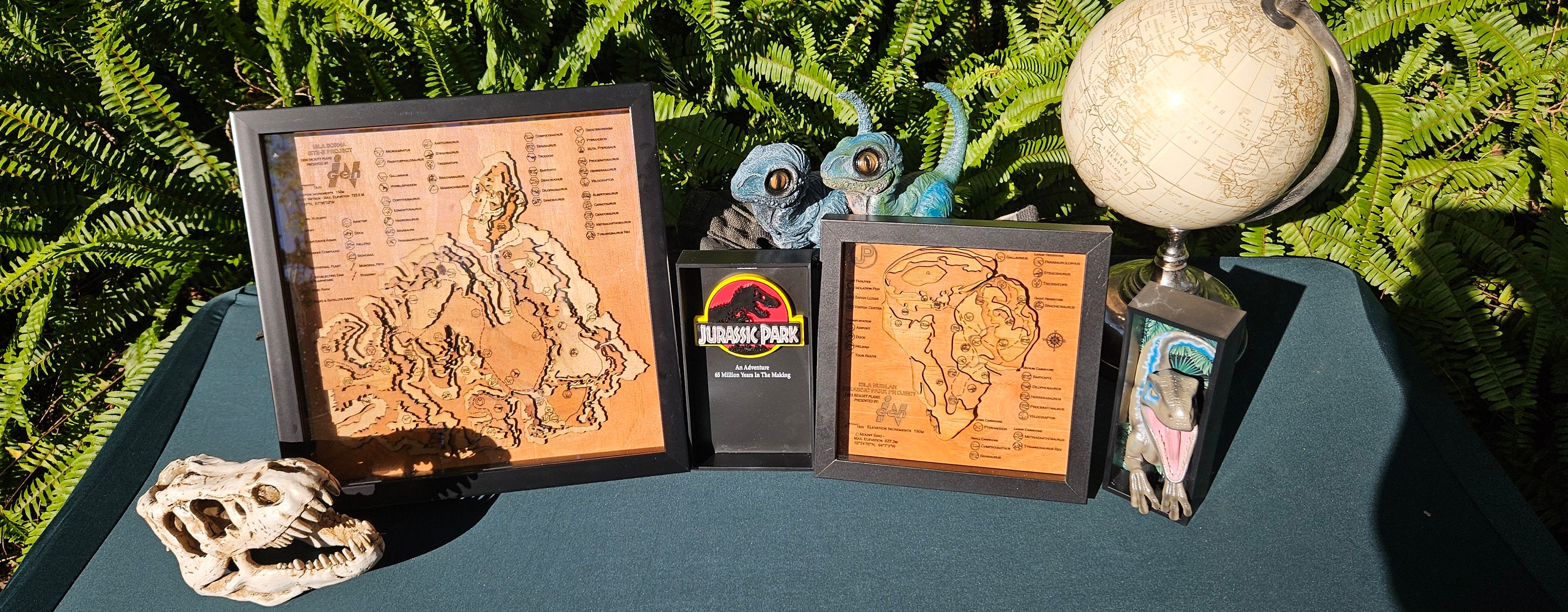 Jurassic Park - Isla Nublar - Wood Relief Carving - Shadow Box