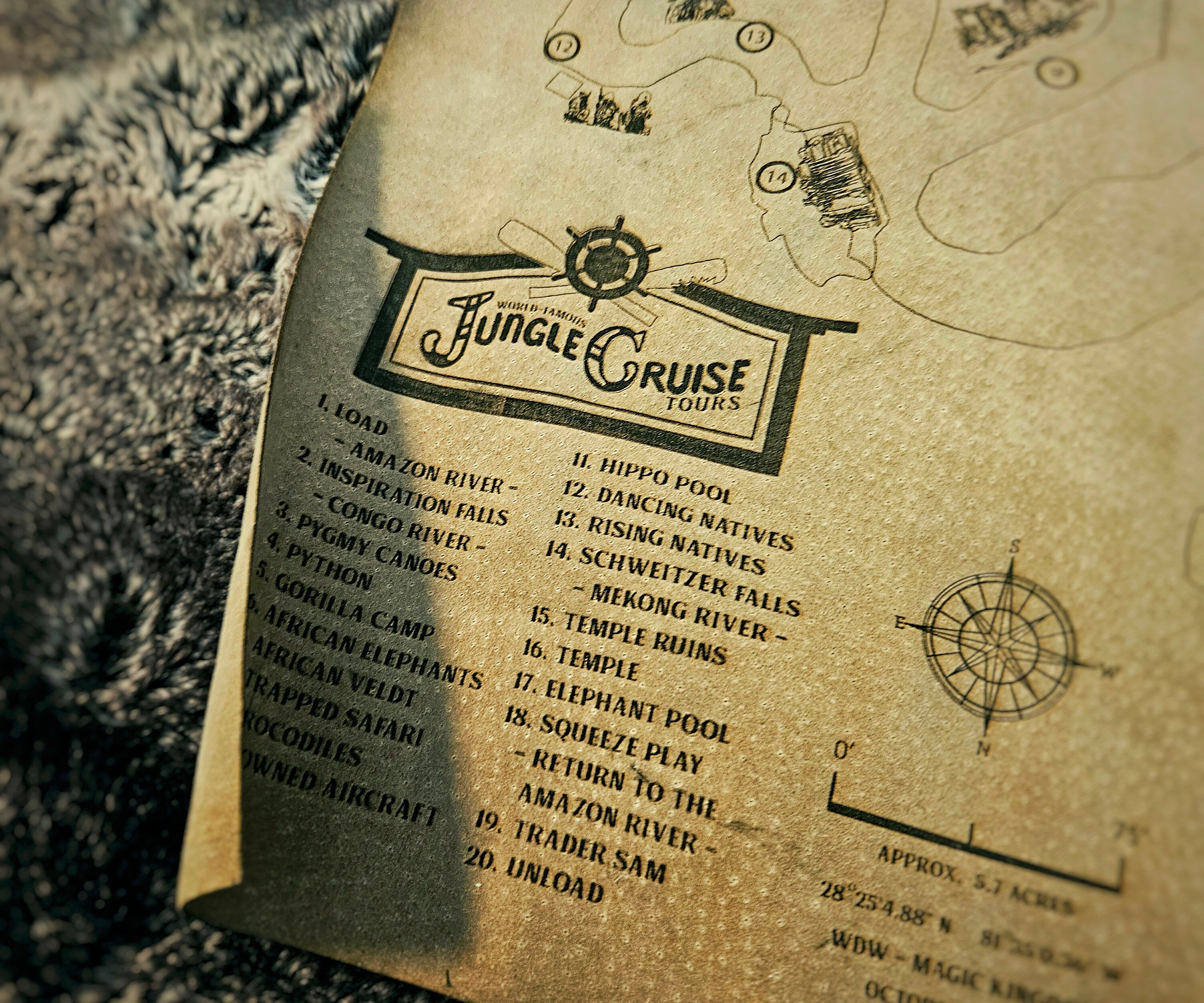 Jungle Cruise Ride Map - Magic Kingdom - Walt Disney World - Leather Map