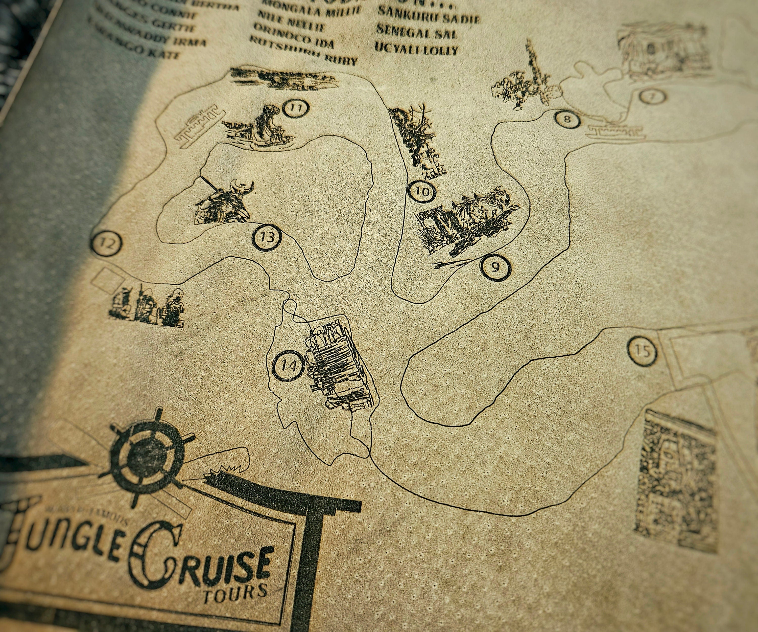 Jungle Cruise Ride Map - Magic Kingdom - Walt Disney World - Leather Map