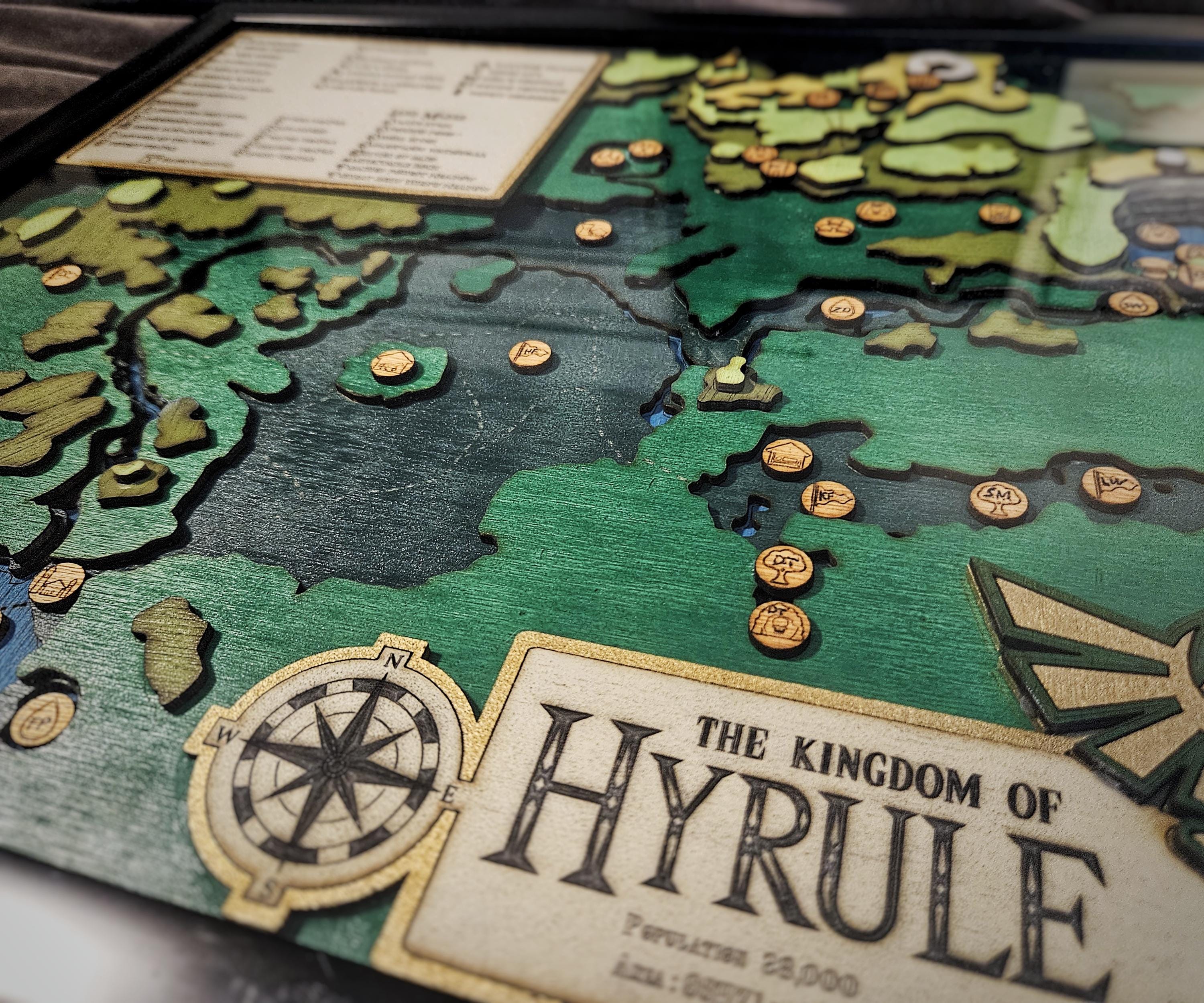 Ocarina of Time Hyrule Map: Wooden Topographic Shadow Box