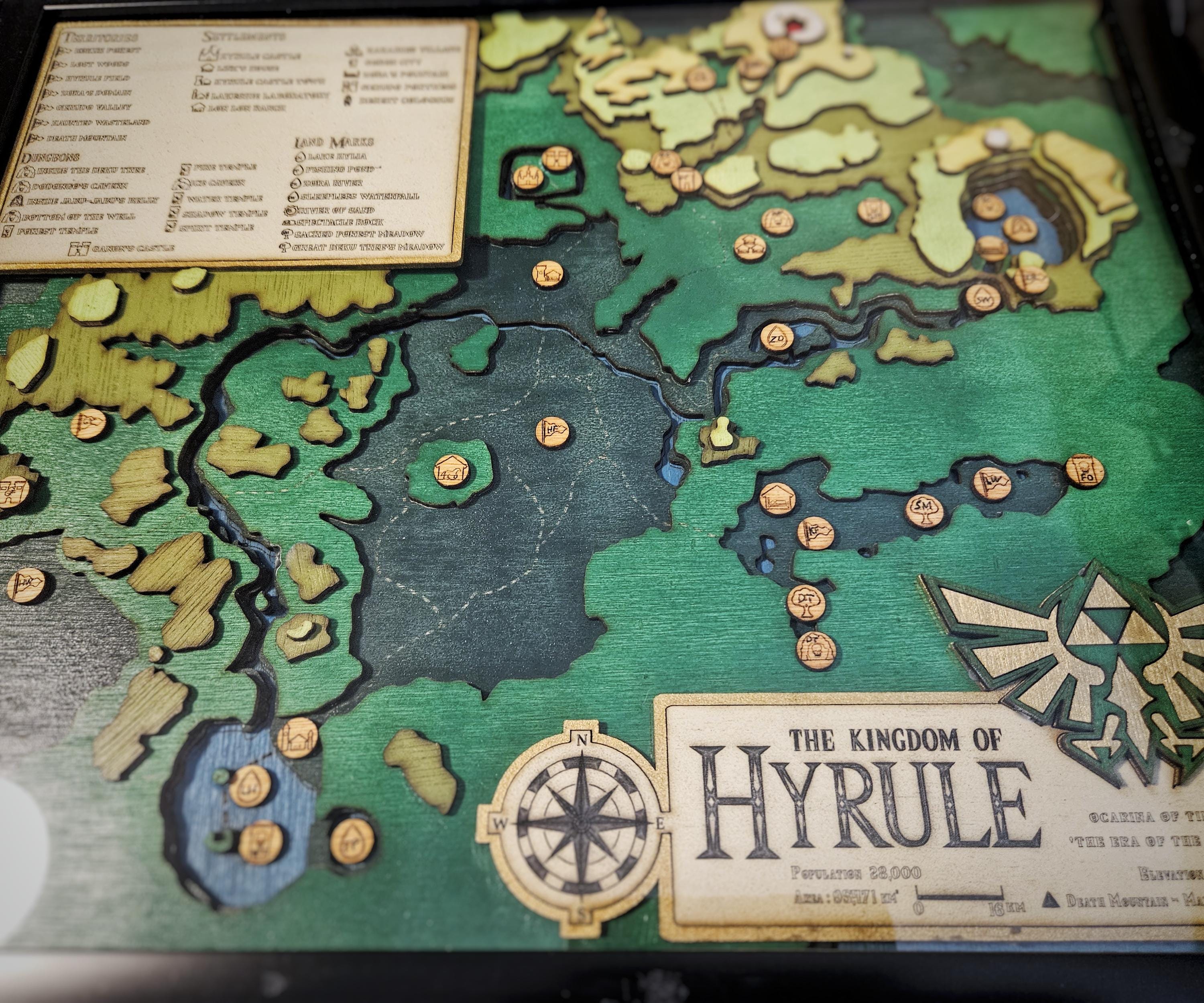 Ocarina of Time Hyrule Map: Wooden Topographic Shadow Box
