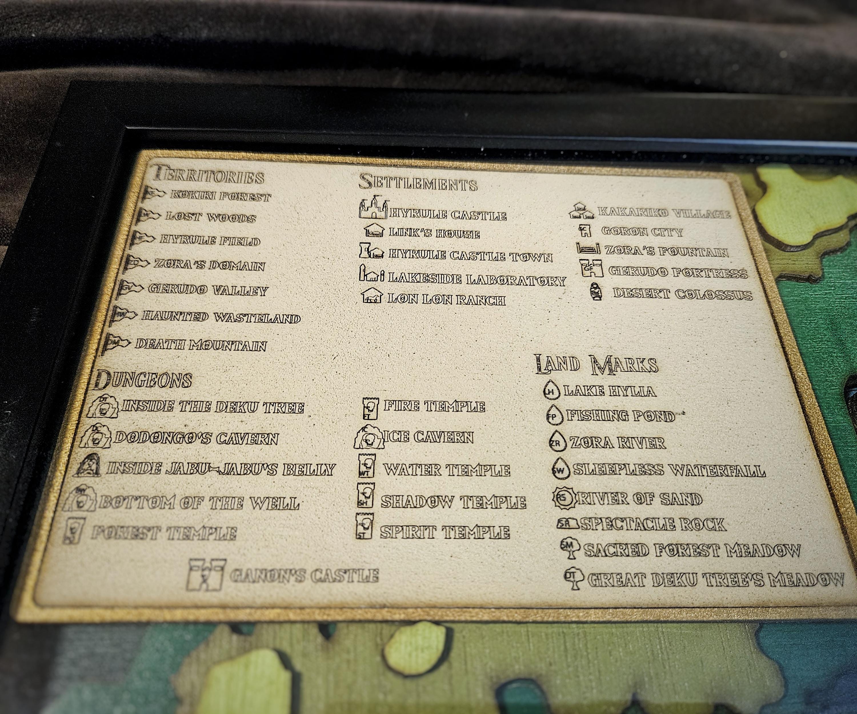 Ocarina of Time Hyrule Map: Wooden Topographic Shadow Box