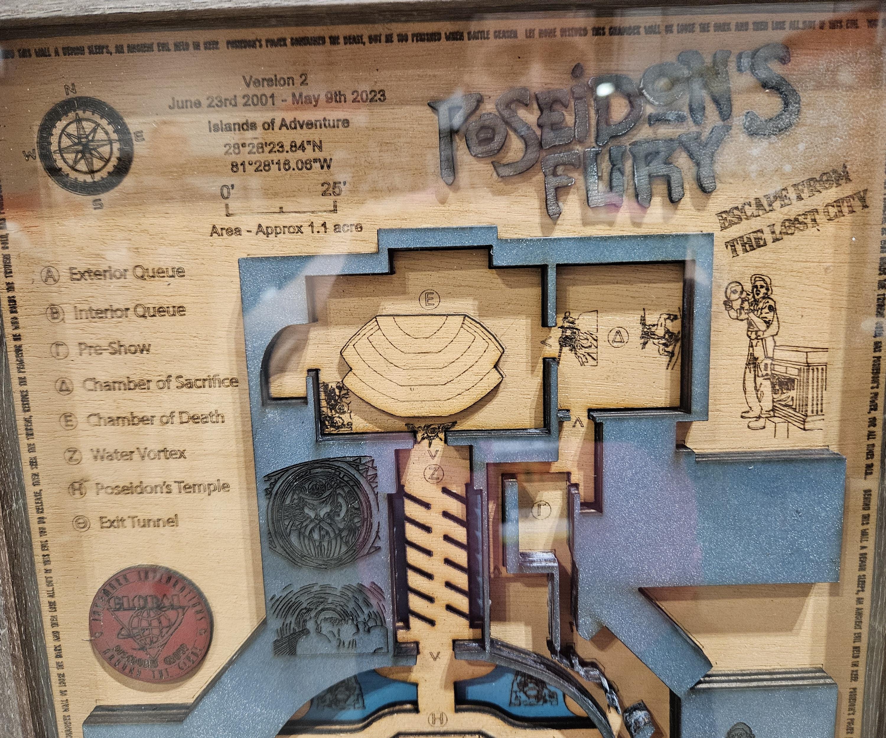 Poseidon's Fury 3D Wooden Map: Islands of Adventure Tribute