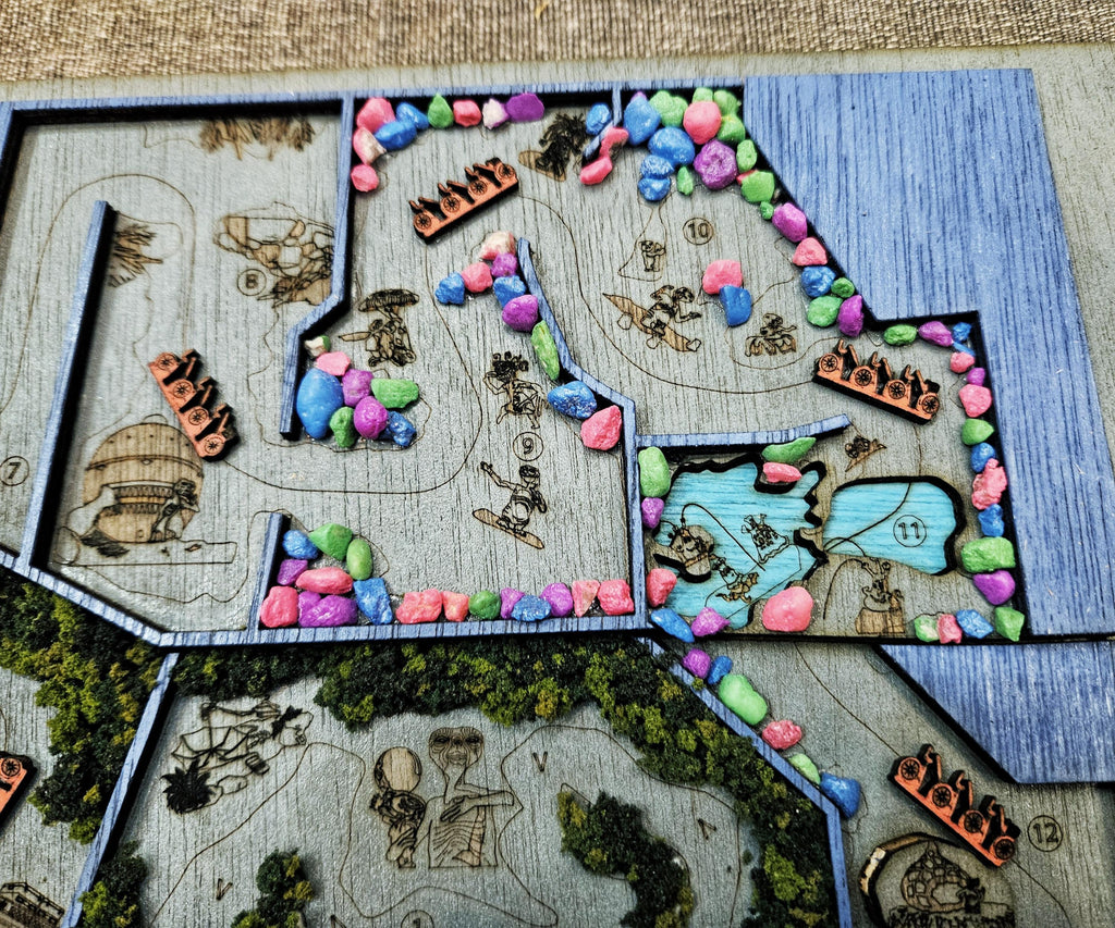 E.T. Adventure Ride Map - Universal Studios Florida - Wood Relief Carving - Shadow Box