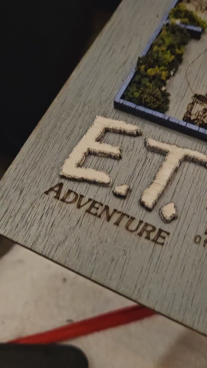 E.T. Adventure Ride Map - Universal Studios Florida - Wood Relief Carving - Shadow Box