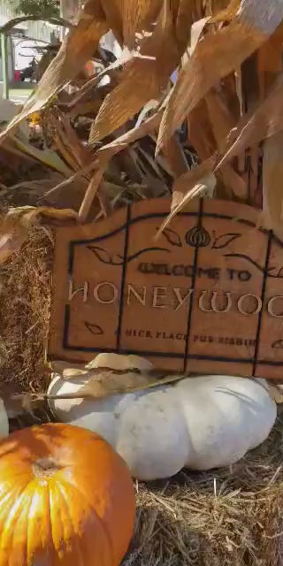 Welcome to Honeywood - Epic NPC Man - Viva La Dirt League - Wood Carved Sign