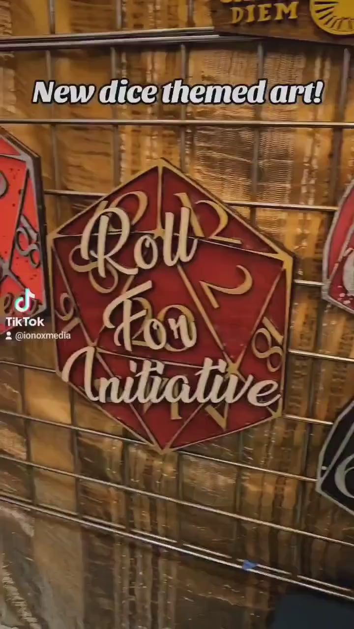 D20 Sign With Customizable Saying - Dice Tabletop Role Play Games - Wood Carved Sign