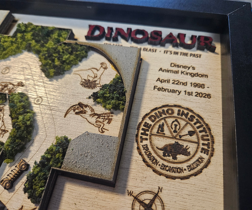Dinosaur Ride Map – Disney’s Animal Kingdom, Laser-Cut Wooden Wall Art